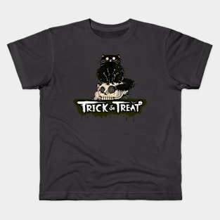 Trick or Treat Orange Cat Halloween Kids T-Shirt